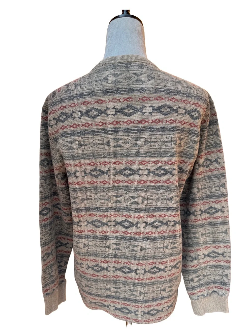 Eddie Bauer Southwestern Aztec Thermal Waffle Knit Pullover Shirt Men S Gorpcore